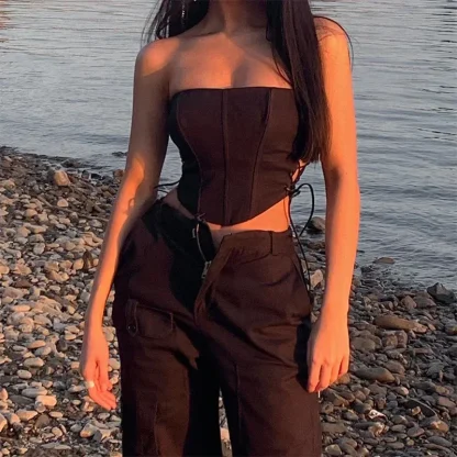 Lace-up Strapless Bustier Top - Image 3