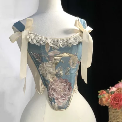 Vintage-style Lace Trim Corset Top