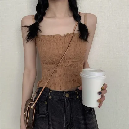 Solid Smocked Corset Tops - Image 4