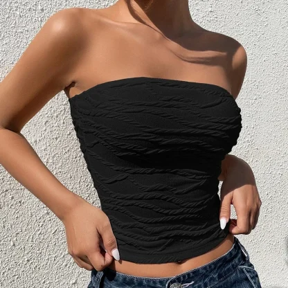 Solid Strapless Bodycon Corset Tops - Image 3