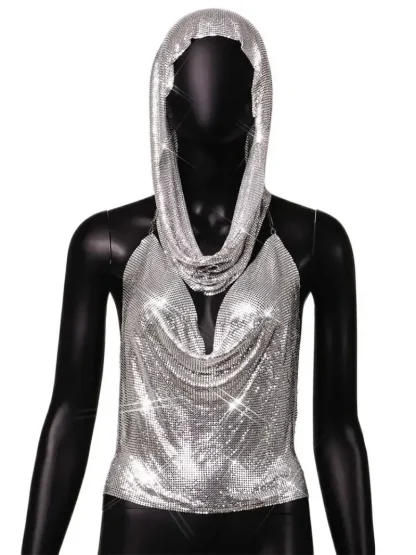 Sequined Headscarf Corset Top - Image 4