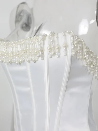 White Tassel Beads Bustier Top - Image 5
