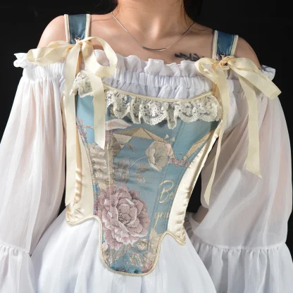 Vintage-style Lace Trim Corset Top - Image 2
