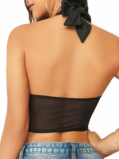 Cross Halter Mesh Corset Top - Image 5