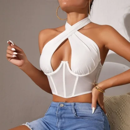 Criss Cross Halter Bustier Top - Image 6