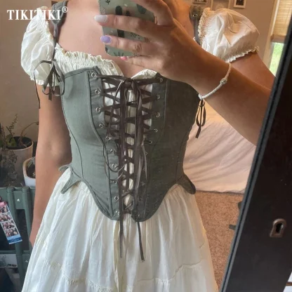 Retro Lace-up Bustier Tops - Image 5