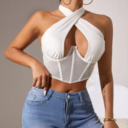 Criss Cross Halter Bustier Top - Image 7