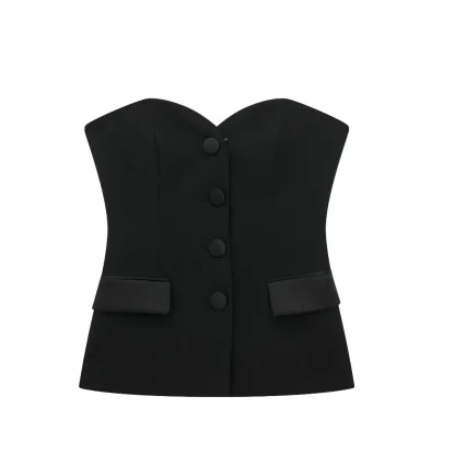 Elegant Solid Strapless Corset Top - Image 2