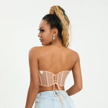 Boned Mesh Strapless Corset Top - Image 2