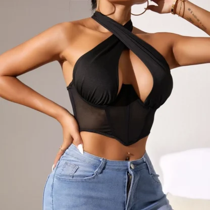 Criss Cross Halter Bustier Top - Image 2