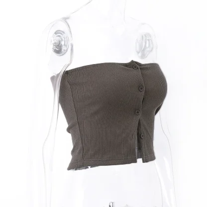 Strapless Buttoned Corset Top - Image 4