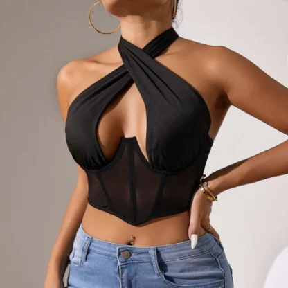 Criss Cross Halter Bustier Top