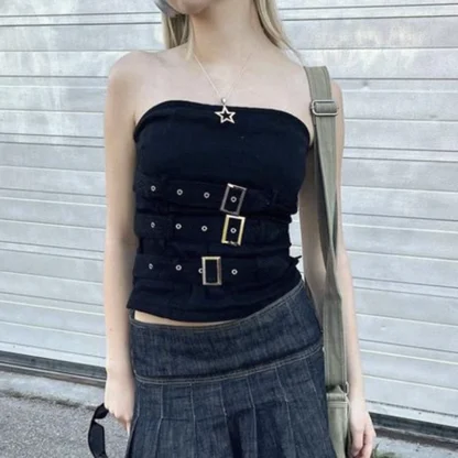 Belted Strapless Corset Top - Image 2