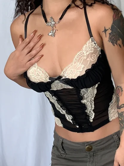 Sexy Lace Patchwork Corset Top - Image 4