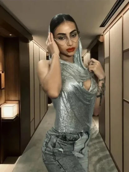 Sequined Headscarf Corset Top