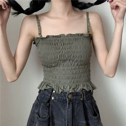 Solid Smocked Corset Tops