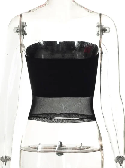 Strapless Mesh Panel Corset Top - Image 6
