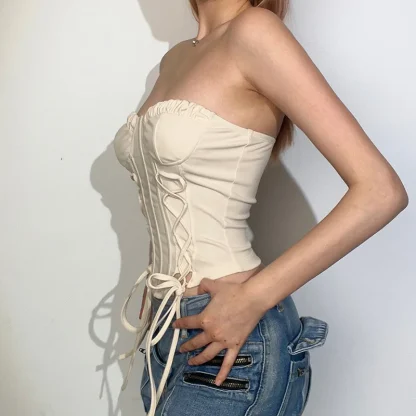 Lace-up Strapless Corset Top - Image 5