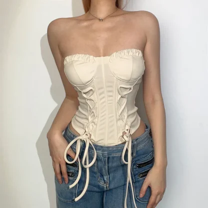 Lace-up Strapless Corset Top - Image 2