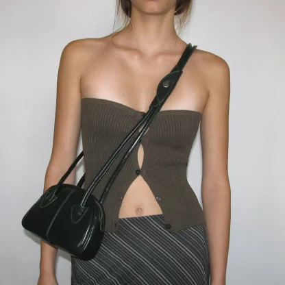 Strapless Buttoned Corset Top