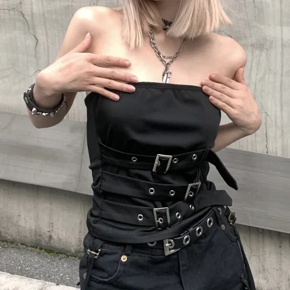 Belted Strapless Corset Top - Image 4