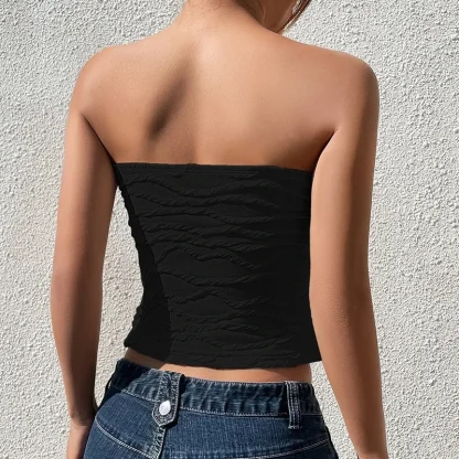 Solid Strapless Bodycon Corset Tops - Image 2