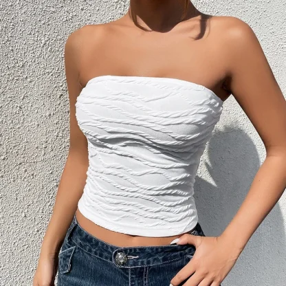 Solid Strapless Bodycon Corset Tops - Image 4