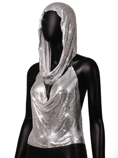 Sequined Headscarf Corset Top - Image 5