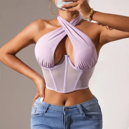 Criss Cross Halter Bustier Top - Image 5