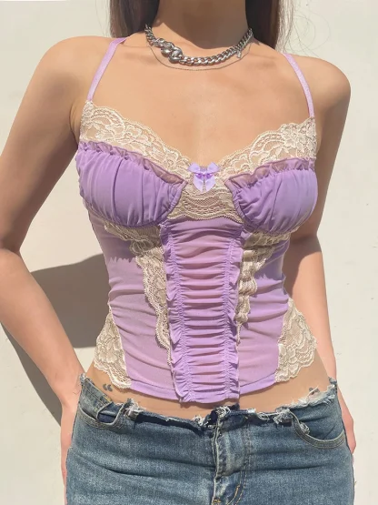 Sexy Lace Patchwork Corset Top - Image 2