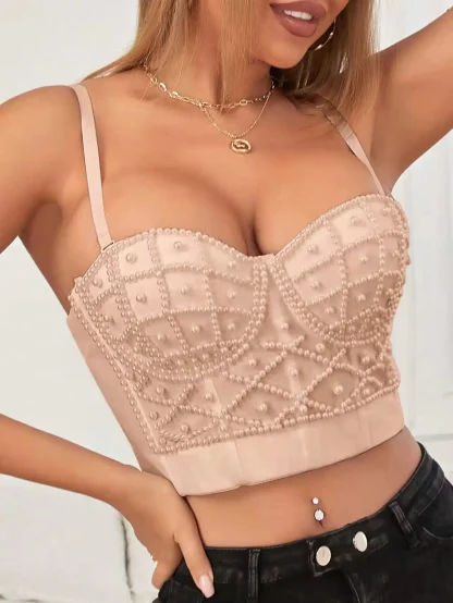 Sexy Solid Beaded Bustier Tops - Image 5
