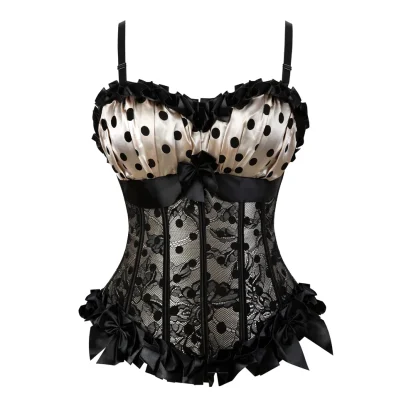 Polka Dot Ruffled Corset Tops - Image 3
