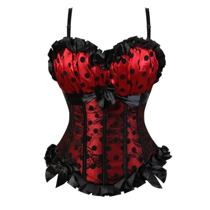 Polka Dot Ruffled Corset Tops