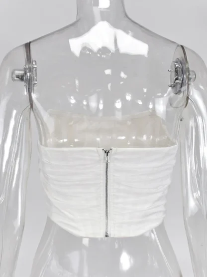 Strapless Solid Mesh Bustier Tops - Image 6