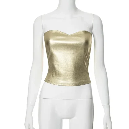 Metallic Strapless Corset Top - Image 4