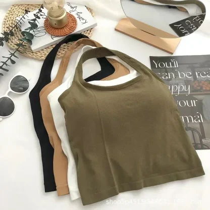 Solid Hanging Neck Corset Tops - Image 6