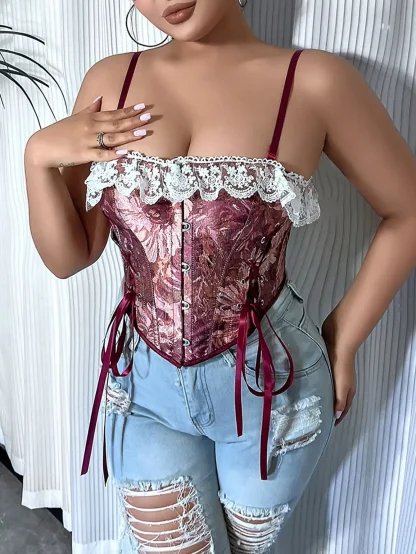 Floral Pattern Corset Tops - Image 4
