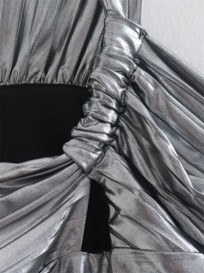 Asymmetrical Metallic Corset Top - Image 6