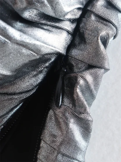 Asymmetrical Metallic Corset Top - Image 5