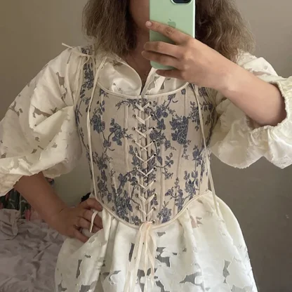 Retro Lace-up Corset Top - Image 2