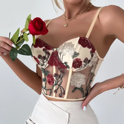 See-through Floral Bustier Top - Image 4