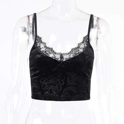 Lace Trim Black Sleeveless Corset Top - Image 4