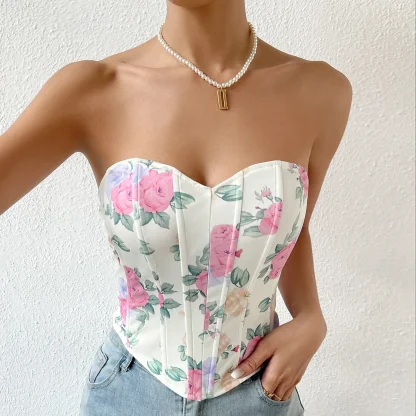 Floral Strapless Corset Top - Image 2