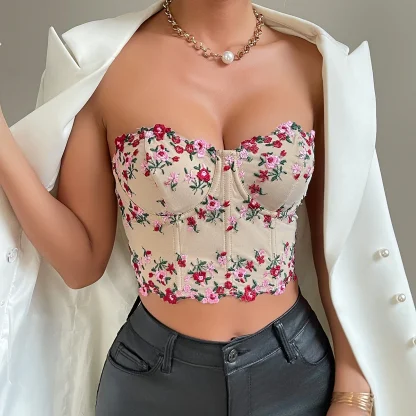 Embroidered Floral Corset Top - Image 3