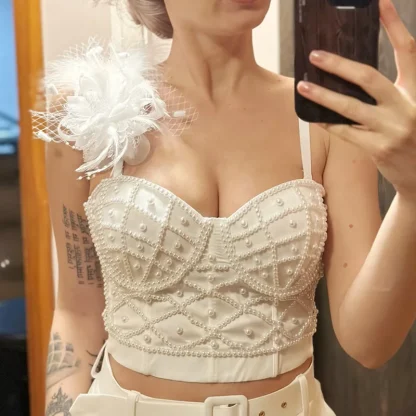 Elegant Beaded Bustier Top - Image 2