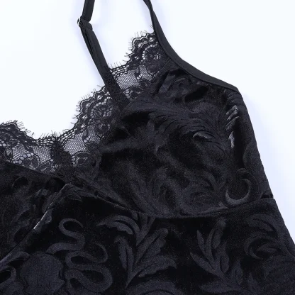 Lace Trim Black Sleeveless Corset Top - Image 5
