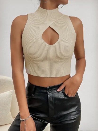 Cutout Turtleneck Corset Tops - Image 5