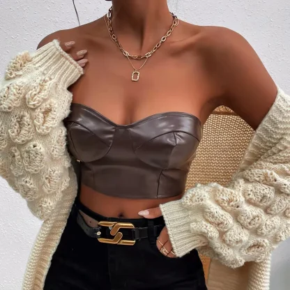 Strapless Cropped Bustier Top - Image 2