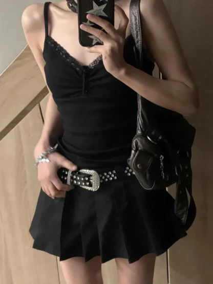 Aesthetic Black Lace Trim Corset Top - Image 6