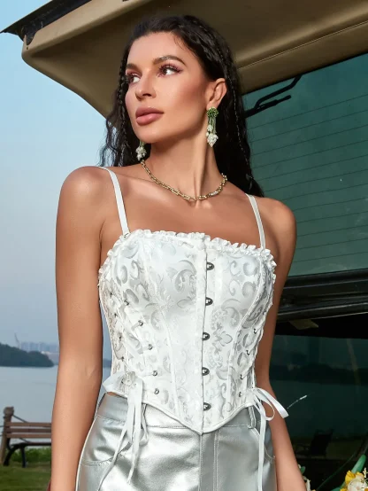 Floral Pattern Corset Tops - Image 2